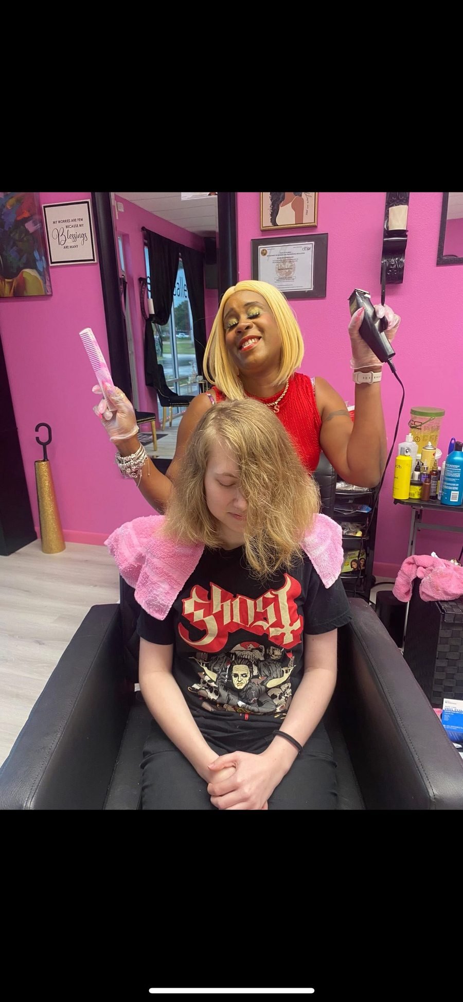 Hair styling at Shantell's Beauty Gallery